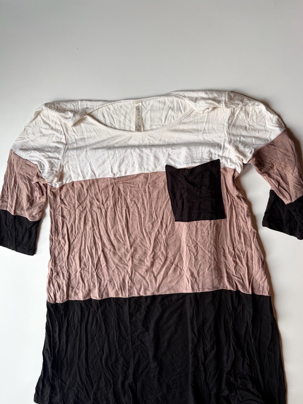 Lyss Loo White, Blush and Black Colorblock Tunic Dress